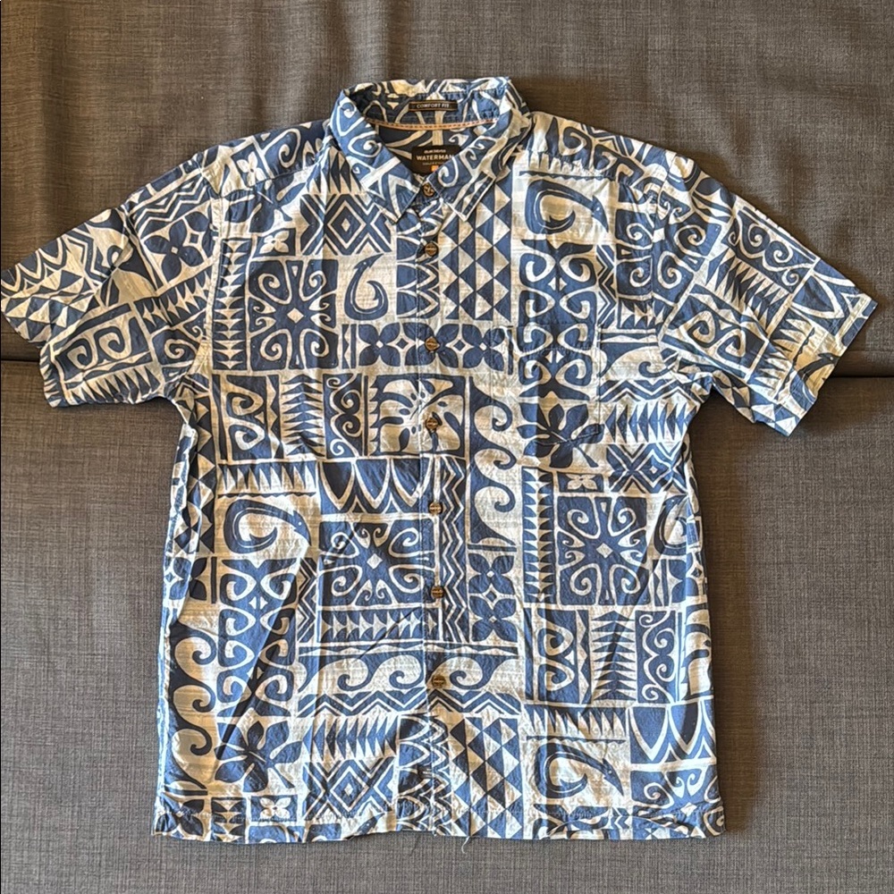 Quicksilver Waterman Blue Hawaiian Shirt